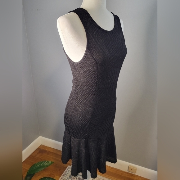 Charlotte Russe Black Sleeveless Sparkly Stretchy Mini Dress - Size L - Picture 2 of 6